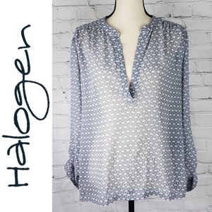Halogen Sheer Flowing Blue & White Blouse SZ XL p